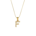 18K gold plated snake chain necklace featuring a crystal zircon letter F pendant - Letter F