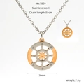Men's two-tone stainless steel compass star pendant with 55cm chain necklace - Ship Wheel Two-tone Style (ZYG1809)