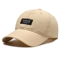 Light khaki breathable quick-dry baseball cap with black woven label and reinforced brim - Non-perforated Style / Beige