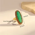 Vintage style gold ring with large oval green gemstone and champagne crystal halo - K-0888 Malay Jade Oval Ring