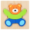Educational wooden puzzle for toddlers featuring a colorful cartoon bear character design - 3D Jigsaw-Little Bear (JM立体-小熊)