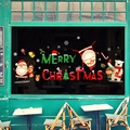 Merry Christmas window stickers featuring Santa, reindeer, and snowflakes for glass decor - Upside Down Santa & Art Text Style (SR-18)