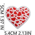 Detailed view of red embroidered heart patch showing exact dimensions 5cm x 5.4cm - Red and White Heart Cluster (No. 6)