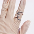 Minimalist irregular knotted double-layer silver ring in a stylish crisscross design - Adjustable Open / Silver