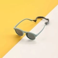 Mint green silicone baby polarized round sunglasses with grey elastic adjustable strap - Blue (Free Anti-drop Strap)