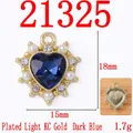 Navy blue crystal heart pendant with KC gold plating and pearls for jewelry making - Ink Blue (Light KC Gold Plated)