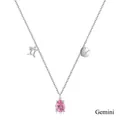S925 sterling silver Gemini constellation necklace featuring a pink pear-cut gemstone - Gemini