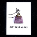 Miniature purple agate crystal handbag pendant with gold handle on creative OK card - Bag + Card / Lilac Stone
