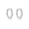 Pendientes de aro de plata esterlina S925 con circonitas rectangulares en acabado plata - Plata 925 / Color Platino (Grande)