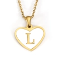Golden heart pendant necklace with white enamel and uppercase letter L detail - Letter L - Gold Heart White Shell