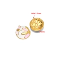 Gold plated stainless steel 24mm daisy enamel flower pendant with 1.3mm hole - Round Lotus / 24mm / Pink & White