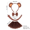 Bruine pluche apenoren hoofdband met tutu en accessoires voor kinderkostuums - Roodbruine Aap 3-delige Set + Koffie Gaas Rok