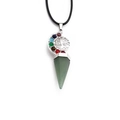 Collier Arbre de Vie Chakra avec pendentif en cristal de soin et cordon noir - Aventurine verte avec corde