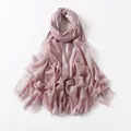 Detail of pink scarf showing metallic lurex shimmer fabric and frayed edge finish - 17# Pink