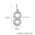 Polished silver stainless steel figure-eight pig nose bracelet charm with open ring connector - Number 8 Pendant / Steel