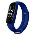 Dark blue digital sports watch with LED touch screen display and silicone strap - Royal Blue