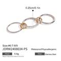 Ensemble de bagues empilables en acier inoxydable avec zircons et maillons dorés - Style Triple Entrelacé Zircone Pavé Argent (JDRW2408034-PS)