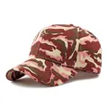 Pink camouflage cotton baseball cap with structured panels and breathable eyelets - Pink Wine Red Camouflage