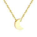 Detailed view of polished gold crescent moon pendant on minimalist O-chain necklace - Moon Gold