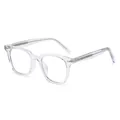 Montura de gafas cuadrada transparente minimalista con núcleo de metal plateado - Transparente