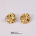 Golden spiral shell stainless steel stud earrings measuring 0.85 inches and 6.5g weight - Vortex Radiant Shape (FYD6145)