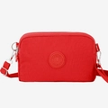Borsa a tracolla rossa in nylon per cellulare con tre scomparti e cinturino regolabile - Rosso