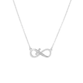Collana in argento S925 con simbolo dell'infinito e pendente a croce con pietre di zircone - Oro Bianco