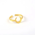 Adjustable gold crescent moon and star stainless steel ring in minimalist style - Star & Moon / Gold