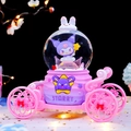 Pink and purple gradient Kuromi carriage crystal ball with glowing light effects - MK Medium 80 Snowfall + Color Light / 2413 Pink Base (Kuromi)