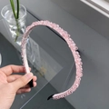 Elegant thin headband featuring sparkling pink crystals and beads for women - Pink Beaded Headband