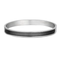 Ovale zilveren roestvrijstalen herenarmband met zwart honingraatgaas inleg - ZJ6853-Zwart Goud Variant