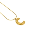 Golden snake chain necklace featuring a textured letter C pendant with hammered metal finish - Letter C