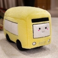 Gelbes Bus-Plüschtier-Kissen mit niedlichem Gesicht und weichem Kurzflor-Material - Gelber Bus