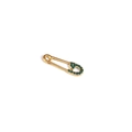 Pendente spilla dorata con pietre di zircone verde incastonate su fondo bianco - Ciondolo a Graffetta con Strass (Zirconia Verde)