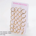 Golden stainless steel hoop earrings set in 1.6mm thickness and 14mm diameter - 14mm / Gold