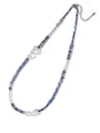 Bohemian beaded necklace featuring blue marble and crystal stones with silver clasp - Blue Marble Pattern with Crystal Beads Style (B-N24040803A)