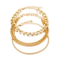 Three-piece gold metal chain bracelet set with Cuban, twist and snake bone link designs - 3 Pcs Gold Chain Combination