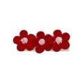 Pastoral style hair clip featuring three red embroidered flowers for girls' hair styling - Red / No.13