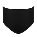 Girls' high-waisted bikini bottoms in matte black high-stretch nylon fabric - Black Plain Bottom