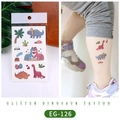 Glitter dinosaur temporary tattoos for kids featuring cartoon T-Rex and Triceratops EG-126 - EG-126 (Glitter Dinosaur)