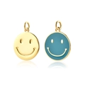 Dettaglio di ciondoli smile in argento S925 con finitura dorata e smalto blu per gioielli - Argento 925 / Smalto Turchese