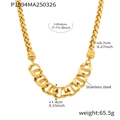 Detailansicht der 18K vergoldeten Edelstahl-Halskette mit Maßen für das Kettendesign - 45+6cm / Gold