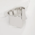 Modern sculptural wide hinged bangle in polished silver finish with mirror reflection - Modern Sculptural Wide Hinged Bangle (SL288) / Silver