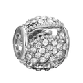 Silver-plated hollow sphere charm with sparkling zircons for DIY bracelet - Spherical Hollow Full Rhinestone Bead