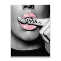 Moderne Leinwand mit Schwarz-Weiß-Gesicht und funkelnden rosa Glitzerlippen - 60x80cm (Kern) / Shhh Lippen (LY187-4)
