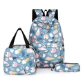 Three-piece school backpack set with blue summer ice cream and watermelon print patterns - Summer Style Print (18)