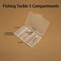 Transparent PP plastic storage box with 5 compartments for fishing tackle and beads - New Fishing 5 Compartments/17.6x11.3x2.15cm