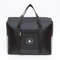 Black large capacity travel bag with front round logo and side mesh pockets - Black