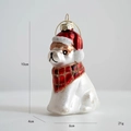 Ornamento natalizio a forma di bulldog con glitter, cappello rosso e sciarpa, 10cm - Bulldog Francese
