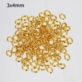 3x4mm gold plated oval jump rings made of 18k stainless steel for DIY jewelry making - 0.6x3x4mm / Gold